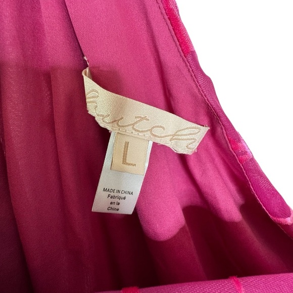 Anthropologie HUTCH One Shoulder Ruched Velvet Flocked Midi Dress Pink Size L - Picture 11 of 14
